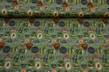 Baumwollwebware, Jurassic Park, grün, 0,5 m